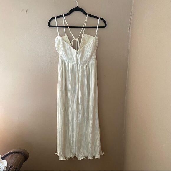 Lovers And Friends Benni Midi Dress in Ivory white
 Pleated halter Revolve XS - Picture 13 of 14